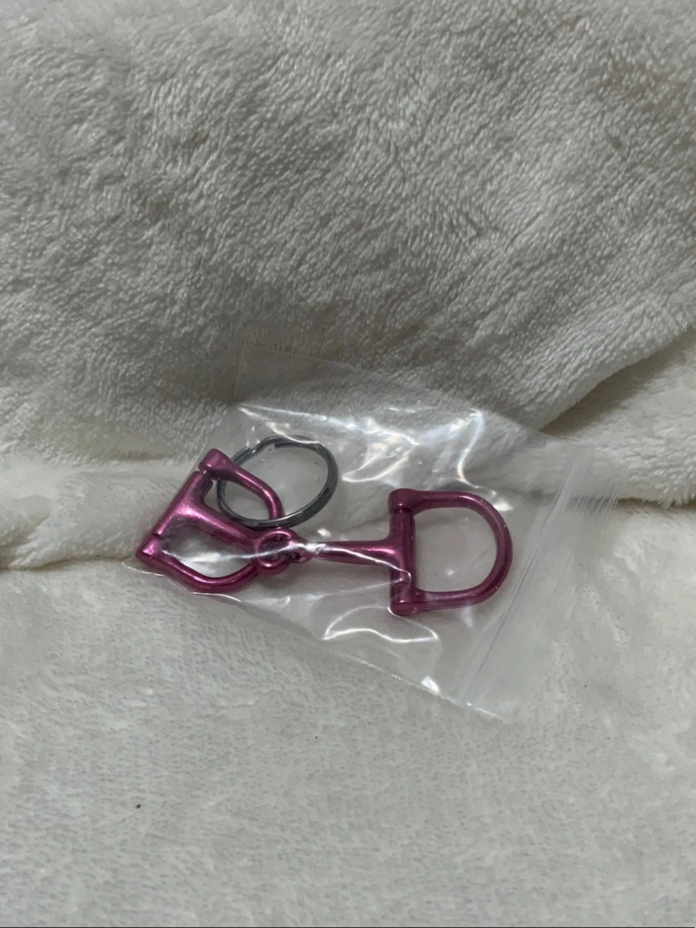 Women's Pink Metal Bit Keychain Accessory